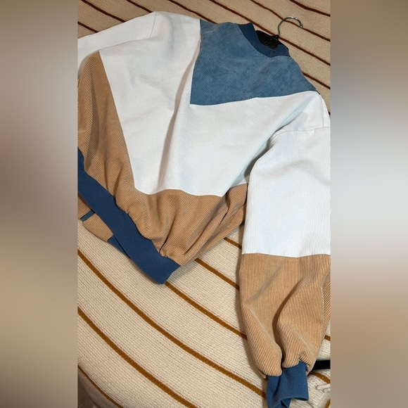 Colour Block Zipper Placket Hooded Corduroy Jacket | Size Small - Picture 3 of 4